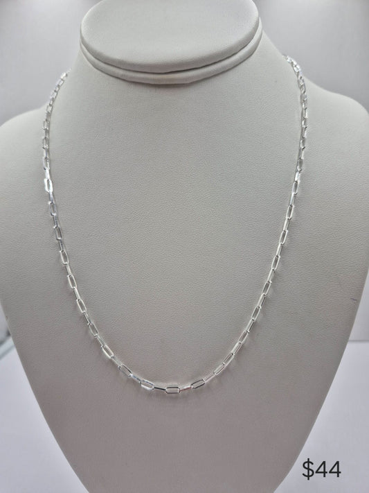 925 Solid Sterling Silver. Paperclip Chain
