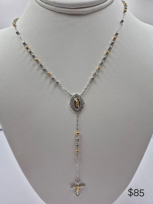 925 Solid Sterling Silver. Two Color Guadalupe Rosary