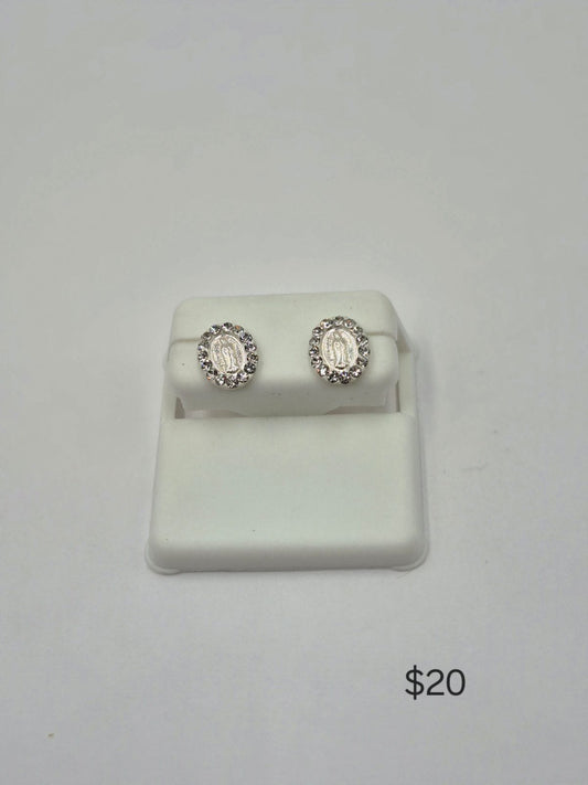 925 Solid Sterling Silver. Our Lady of Guadalupe Earrings