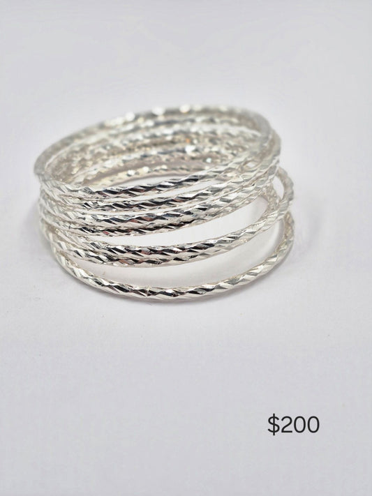 925 Solid Sterling Silver. Semanario 7 Bracelets Set